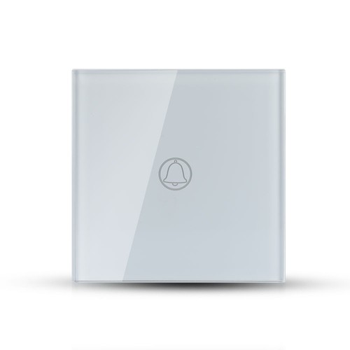 Interrupteur de sonnette tactile 1 bouton, blanc - Couvercle en verre, encastré, IP20 intérieur