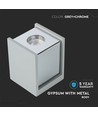 GU10 - grå beton, metal gips overflade med krome bund (firkantet)