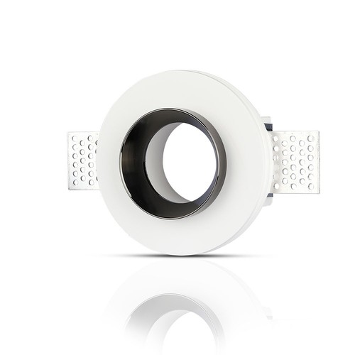 Spot encastrable GU10 en plâtre - Rond, blanc/chrome, Ø10cm, IP20, sans source lumineuse