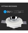 GU10 innbyggingsspot i gips - Rund, hvit/krom, Ø10cm, IP20, uten lyskilde