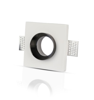 Spot encastrable GU10 en plâtre blanc, carré - 100x100 mm, IP20 intérieur, 5 ans de garantie