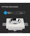 GU10 gips innbyggingsspot, kvadratisk - Hvit + krom, 100x100mm, IP20, 5 års garanti
