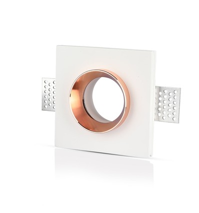 Spot encastrable carré en plâtre - Blanc/chrome, pour GU10/GU5.3, 5 ans de garantie