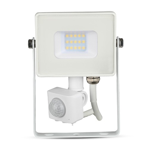 Projecteur LED 10W avec capteur, blanc - LED Samsung, IP65, PIR