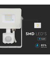 Projecteur LED 10W avec capteur, blanc - LED Samsung, IP65, PIR