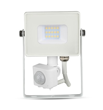 10W LED projektør med sensor, Samsung chip - 800lm, IP65, hvid, 4000K