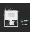 30W LED flomlys med sensor, Samsung LED - IP65, hvit, 3000K