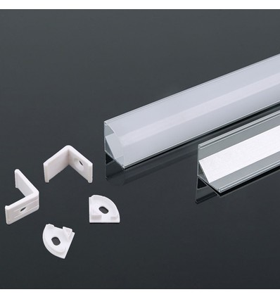 Profilé d'angle en aluminium 2m avec diffuseur - 15,8x15,8mm, aluminium