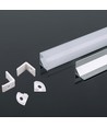 Profilé d'angle en aluminium 2m avec diffuseur - 15,8x15,8mm, aluminium