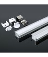 2m infällnadsprofil i aluminium med mjölkvitt cover - Silver, 2000x24,5x12,2mm, för LED strips upp till 12,5mm bredd