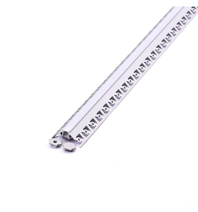 2m hoekprofiel voor gipsplaat inbouw - Zilver, incl. melkwit cover en eindkappen