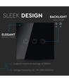 Interrupteur tactile WiFi 3 voies, noir - 2200W, compatible Google Home et Alexa, 3 Gang 1 Way