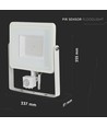 50W LED breedstraler met sensor - IP65, 4000lm, warm wit, PIR bewegingssensor, witte rand
