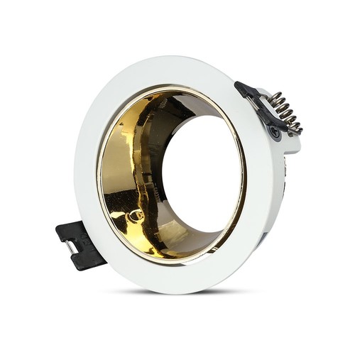 GU10 inbouwspot - Rond, wit/goud, aluminium, IP20, Gat: Ø7,2 cm, Afmeting: Ø7,9 cm, zonder lichtbron