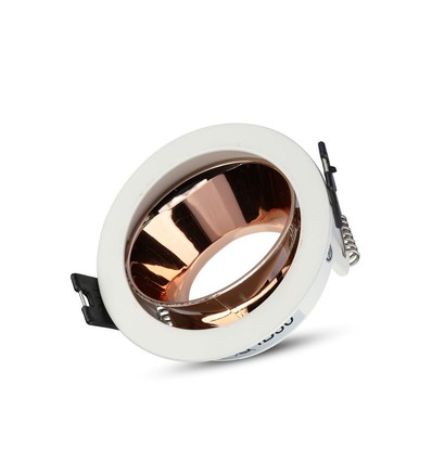 GU10 inbouwspot - Rond, wit/rose goud, aluminium, gat: Ø7,2 cm, IP20 binnenshuis