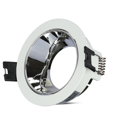 GU10 innfellingsspot - Rund, hvit/krom, aluminium, hull: Ø7,2 cm, IP20 innendørs