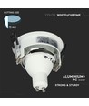 GU10 inbouwspot - Rond, wit/chroom, aluminium, gat: Ø7,2 cm, IP20 binnen