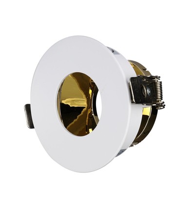 GU10 inbouwspot - Rond, wit/goud, aluminium, gat: Ø7,5 cm, afm: Ø8,3 cm