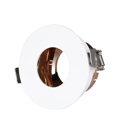 GU10 inbouwspot - Rond, wit en rose gold, aluminium, IP20 binnen
