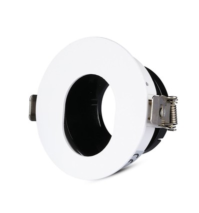 GU10 inbouwspot - Rond, wit/zwart, aluminium, asymmetrisch, gat: Ø7,5 cm