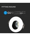 GU10 inbouwspot - Rond, wit/zwart, aluminium, asymmetrisch, gat: Ø7,5 cm