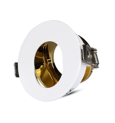 GU10 infälld spot - Rund, vit/guld, aluminium, IP20, hål: Ø7,5 cm, mått: Ø8 cm