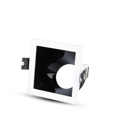 GU10 inbouwspot - Vierkant, wit/zwart, gat: 80x80 mm, 3 jaar garantie, zonder lichtbron