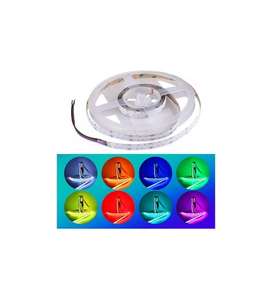 5m 24W/m RGB+WW COB-LED strip - 24V DC, IP20, 840 LED pr. meter, COB LED