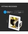 GU10 infälld spot - Fyrkantig, vit/guld, aluminium, hål: 80x80mm, utan ljuskälla