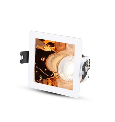 Spot encastrable GU10, carré - Blanc/Or rose, aluminium, Perçage : 80x80 mm, Dimensions : 85x85 mm, sans source lumineuse
