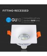 Spot encastrable GU10 carré blanc - 85 x 85 mm, IP20, aluminium, sans source lumineuse