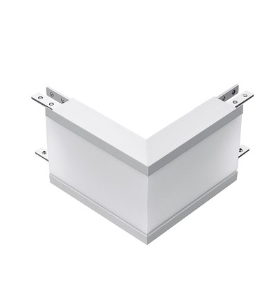L-formet samler til LED indbygningsprofil - 10W, hvid aluminium, 4000K, inkl. cover