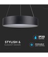 20W LED pendel, Ø45cm, sort - Dimbar, 3000K, 120cm wire, varm hvit