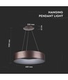 20W LED pendel, Ø45cm - Kaffebrun, 3000K, dimbar, 1,2m wireupphäng