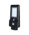 15W LED solcelle gatelykt - 1600lm, IP65, sort, bevegelsessensor, 7.4V lithium batteri