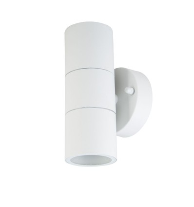GU10 Wandlamp - 2-weg, Roestvrij Stalen Behuizing, IP44, Mat Wit