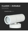 Applique murale GU10 - 2 voies, boîtier en acier inoxydable, IP44, blanc mat