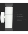 Applique murale GU10 - 2 voies, boîtier en acier inoxydable, IP44, blanc mat