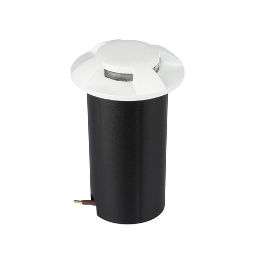 1W LED steplight för infällnad, 12V - IP67, 4-vägs ljus, kallvit, Ø6cm, vit kant