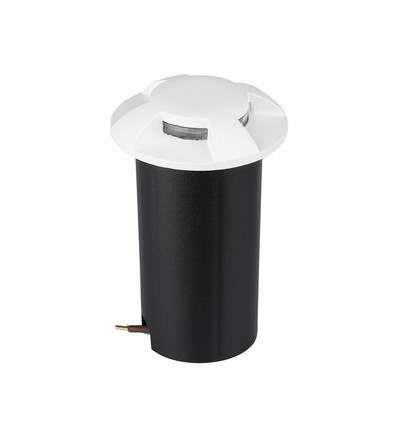 Steplight LED 1W encastrable, 12V - IP67, lumière à 4 voies, blanc froid, Ø6cm, bord blanc