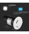 1W LED steplight voor inbouw, 12V - IP67, 4-weg licht, koud wit, Ø6cm, witte rand