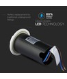 1W LED steplight voor inbouw, 12V - IP67, 4-weg licht, koud wit, Ø6cm, witte rand