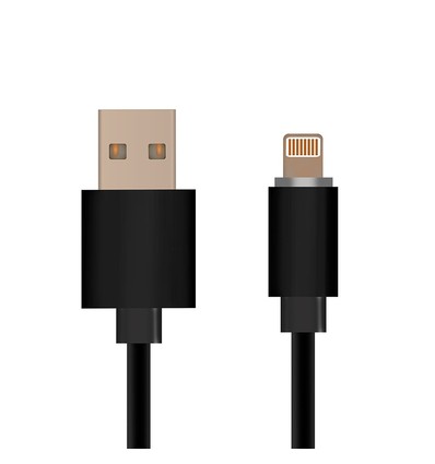 Câble Lightning MFi noir 1,5m - 2A, certifié Apple, design durable