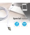 1,5m MFI Lightning til USB kabel, 2.4A - Hvit, Apple sertifisert, fleksibel og holdbar