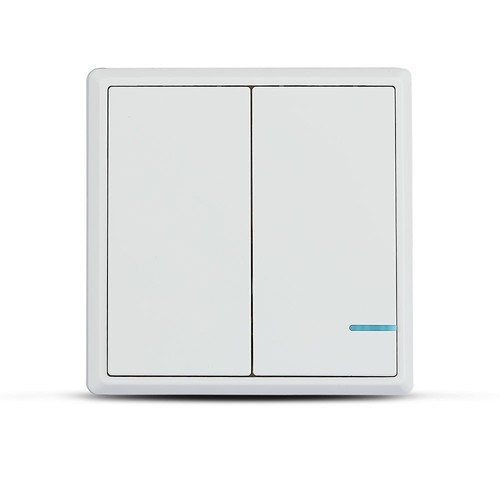 2-tang trådløs afbryder, 1-vejs - IP54, hvid, 86x86mm, batteridrevet, rækkevidde op til 600m