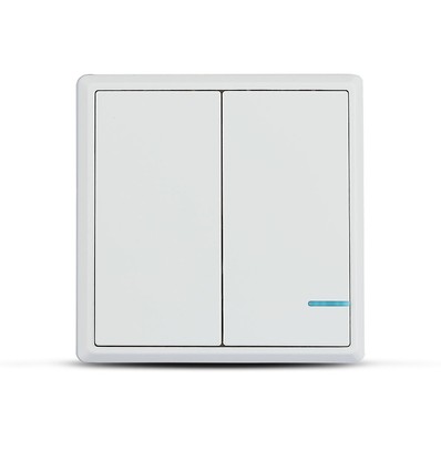 2-knapps trådløs bryter, 1-veis - IP54, hvit, 86x86mm, batteridrevet, rekkevidde opptil 600m