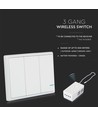 3-knops draadloze smart schakelaar, 1-wegs - IP54, wit, batterijgevoed, bereik tot 600m