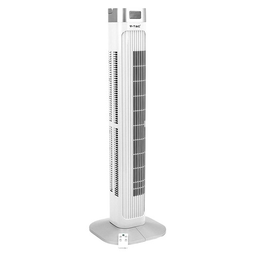 55W LED Tower Fan, 36" - Hvit, 3 hastigheter, fjernkontroll, timer, oscillasjon, temperaturdisplay