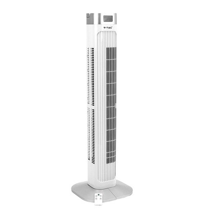 Ventilateur colonne LED 55W, 36" - Blanc, 3 vitesses, télécommande, minuterie, oscillation, affichage de la température