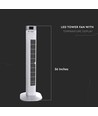 55W LED Tower Fan, 36" - Hvit, 3 hastigheter, fjernkontroll, timer, oscillasjon, temperaturdisplay